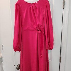 CAbi Delight Midi Dress Hot Pink Cutout Tie Waist Size Medium #6578 NWT $158